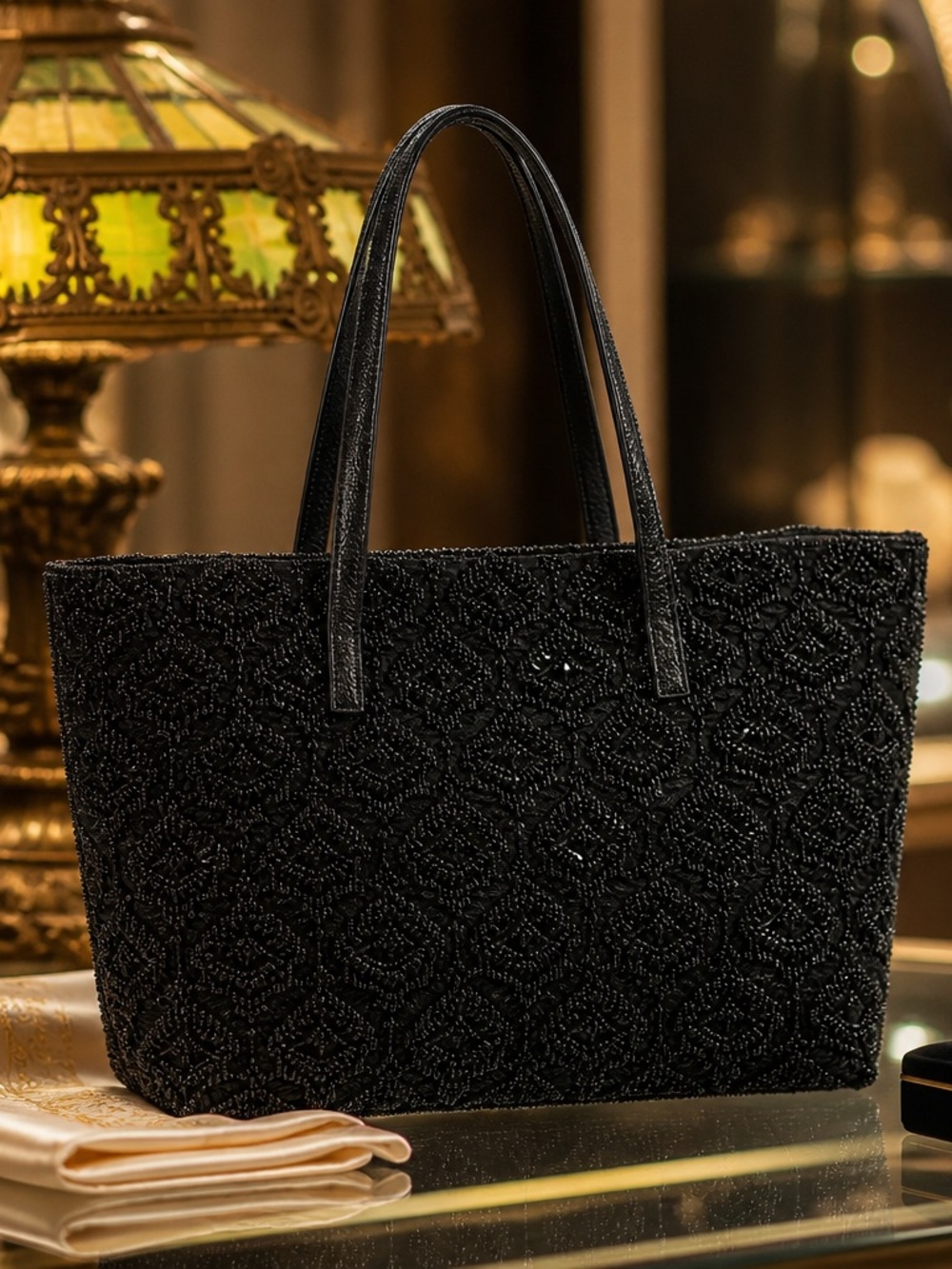 Fendi Black Beaded Tote